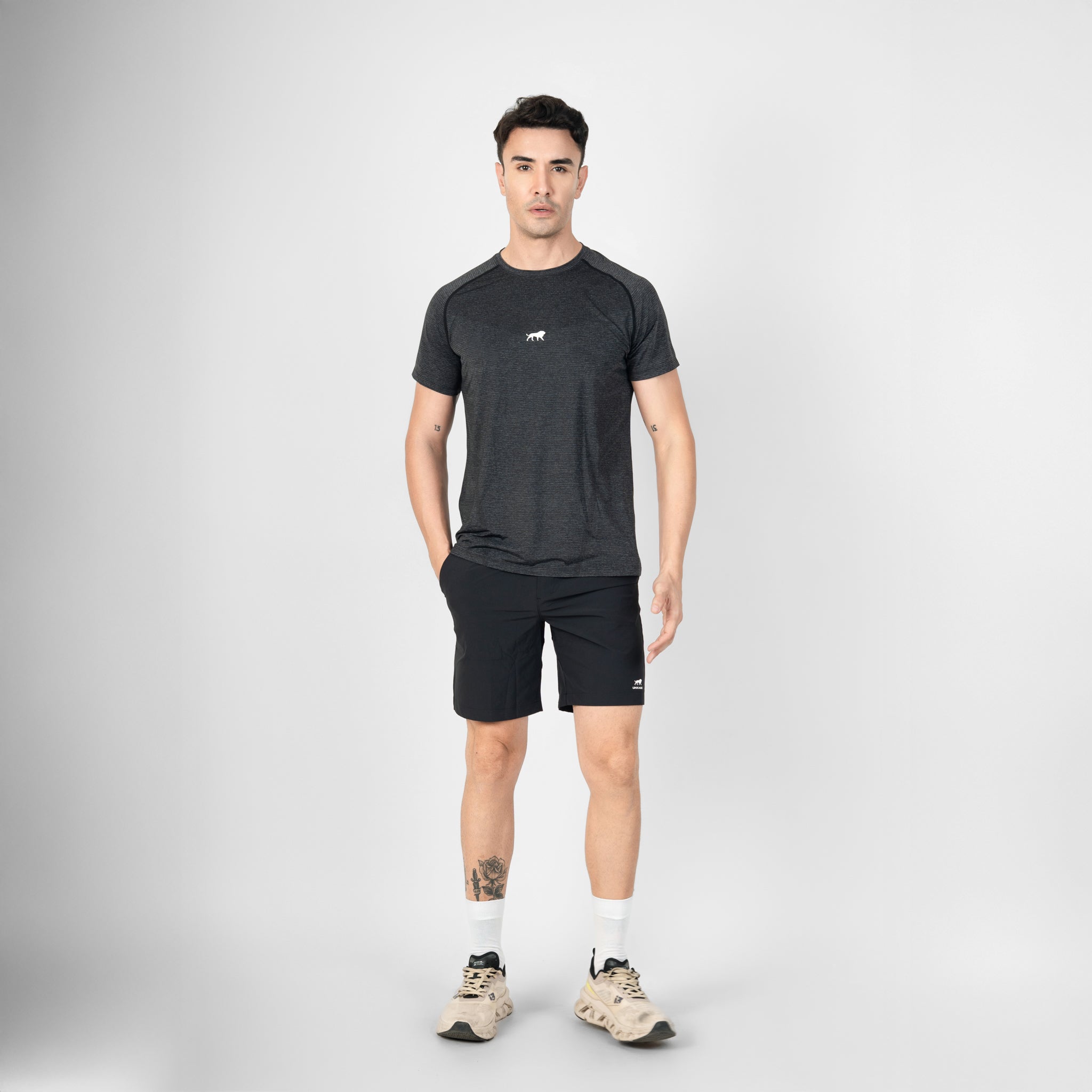 Apex Seamless Tee - Black Shadow Stripe